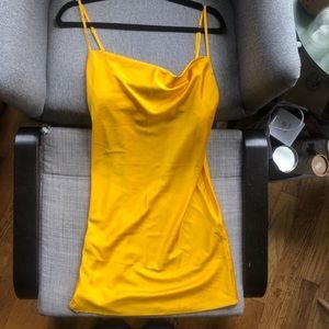 Yellow slip mini dress with adjustable straps
